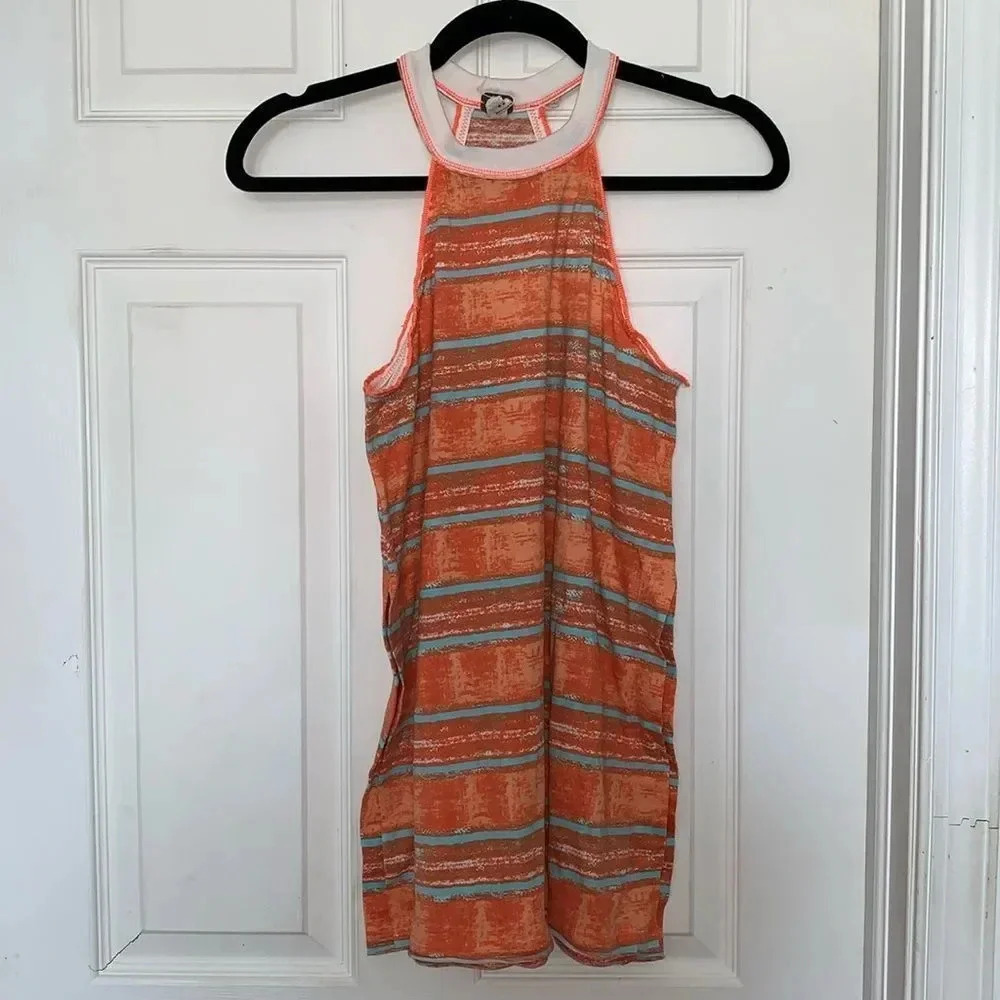 We The Free Striped Halter Tank Orange Size XS